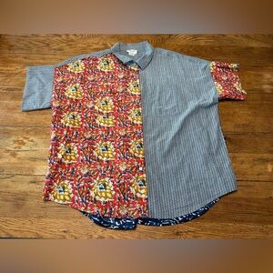 Tru Luxe Jeans Multicolor Wearable Art Patchwork Shirt